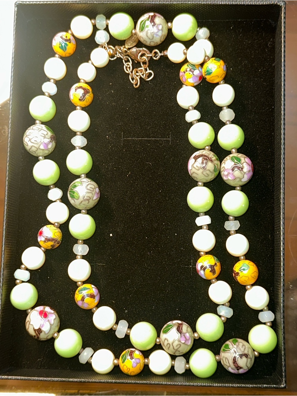 Rare Vintage Sonia Rykiel Signed SR Floral Cloisonné Enamel Beaded Necklace